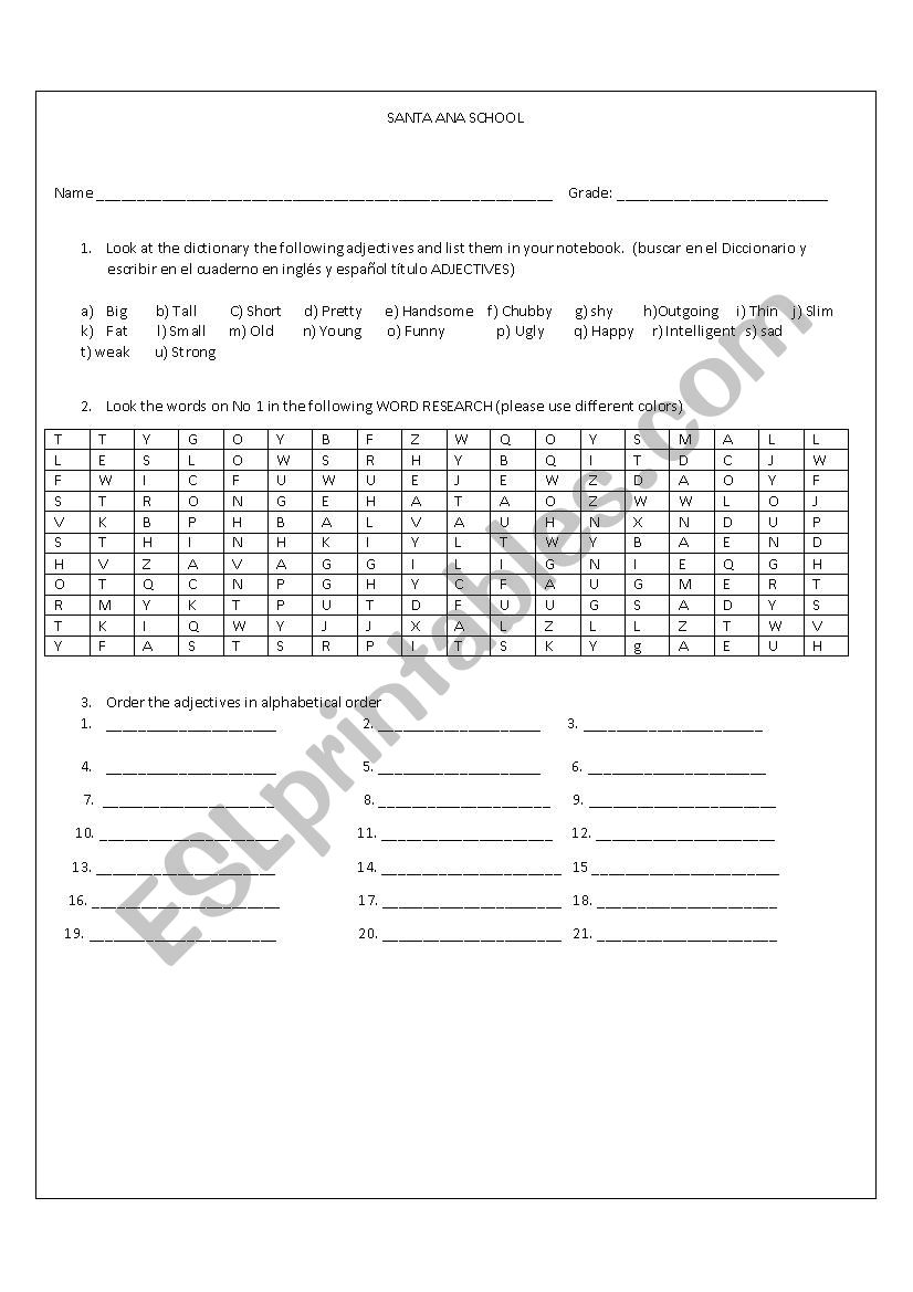 Adjectives  worksheet