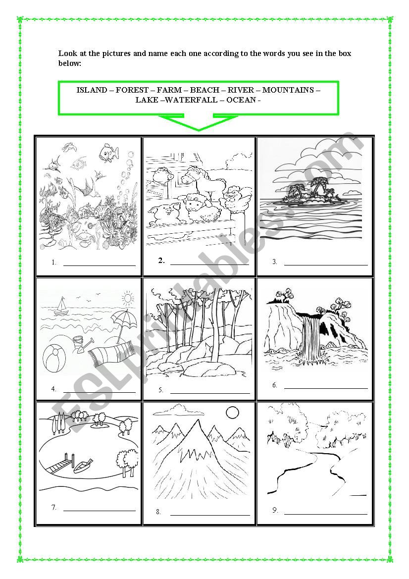 NATURE AND LANDSCAPE worksheet