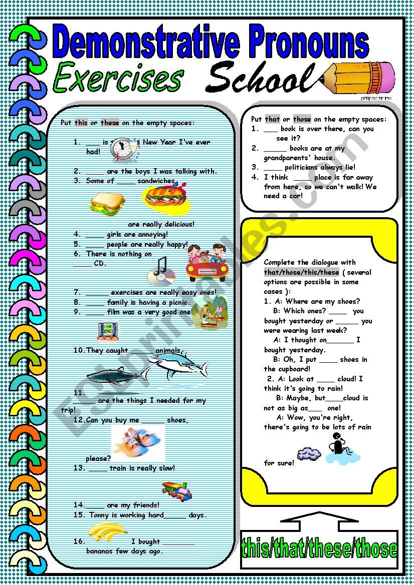 Demonstrative pronouns- this, that, these, those