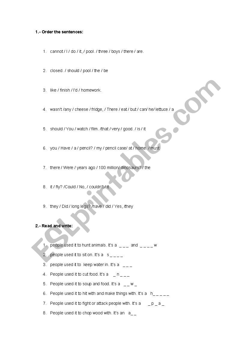 prehistoric worksheet