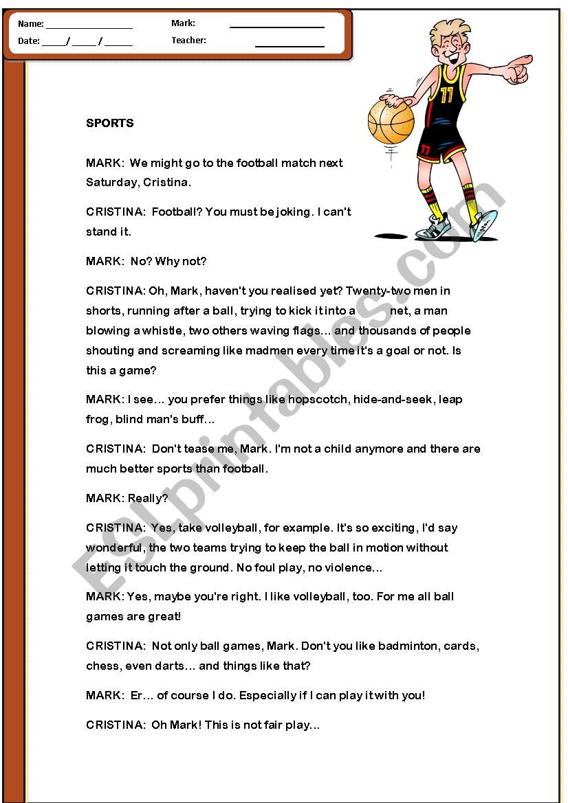 sports worksheet