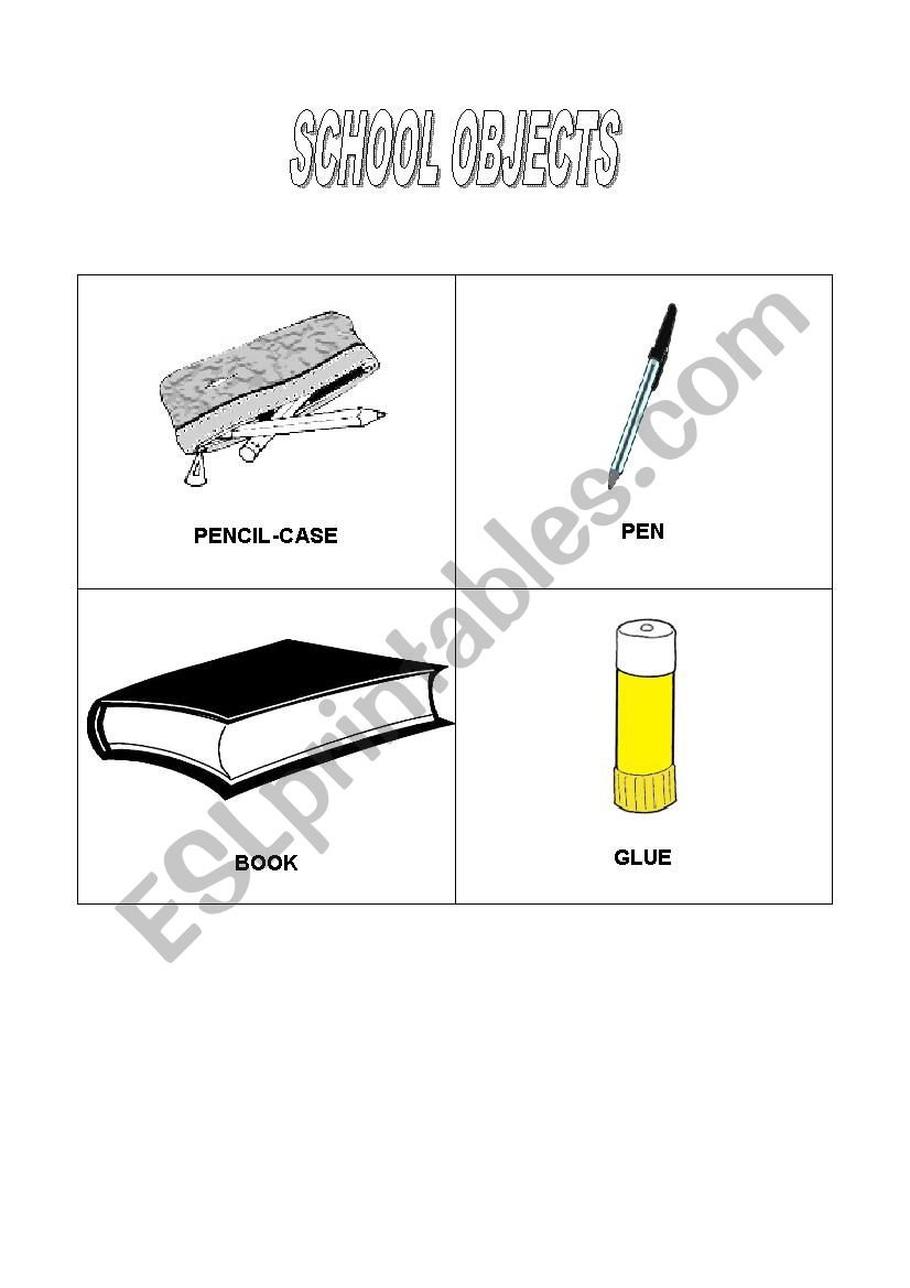 school objects worksheet
