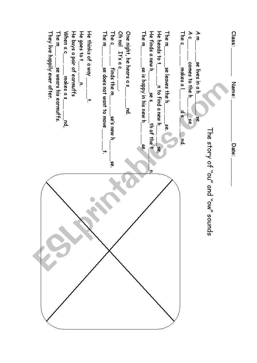 the story of ou and ow sounds worksheet