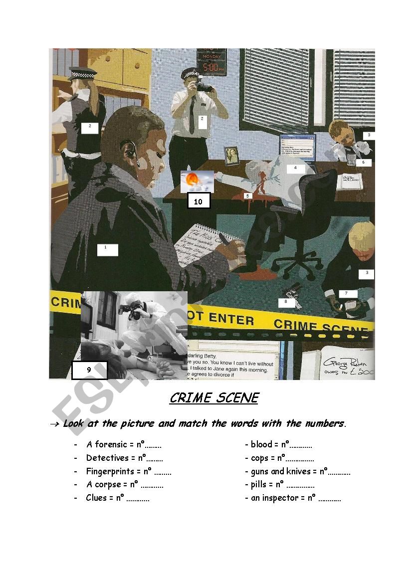 Crime Scene Vocabulary worksheet