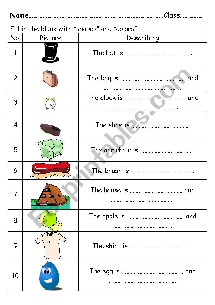 shapes and colors worksheet