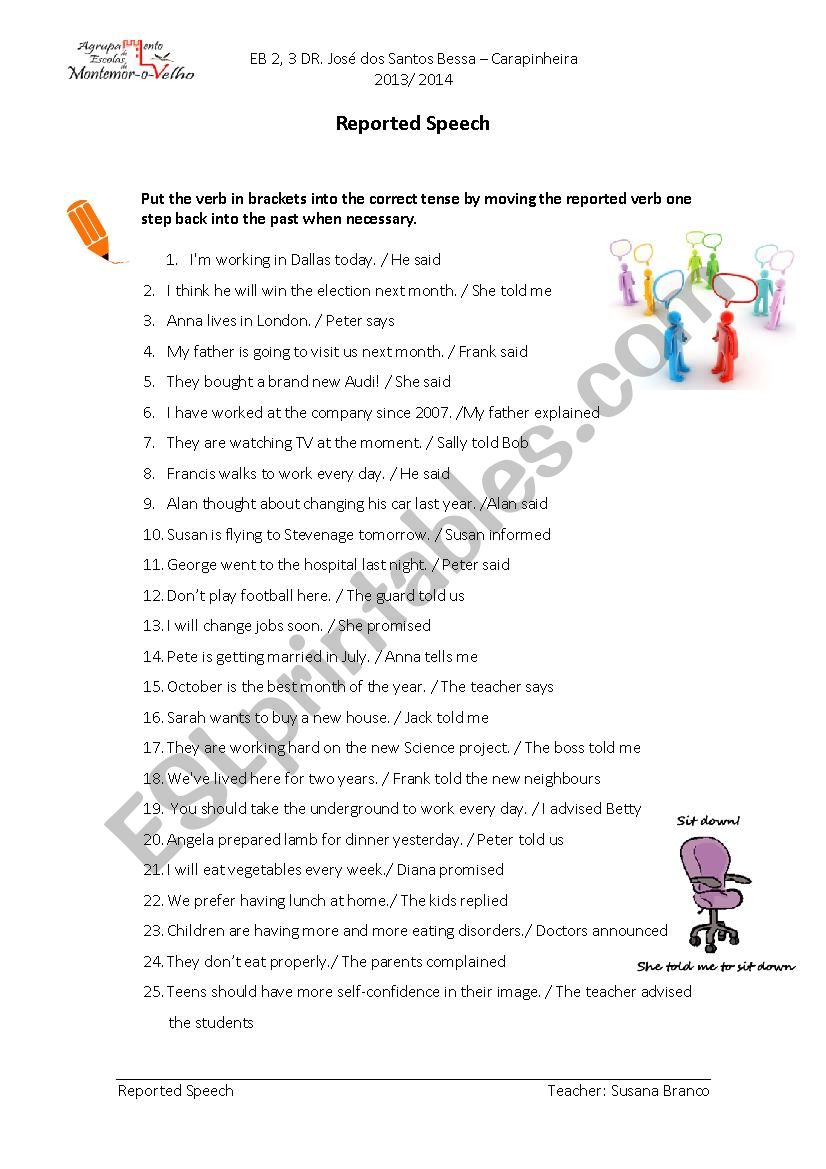 Reported Speech worksheet