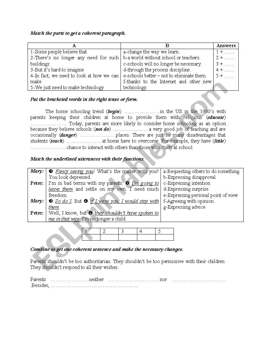 Mid Term 3 for First form worksheet