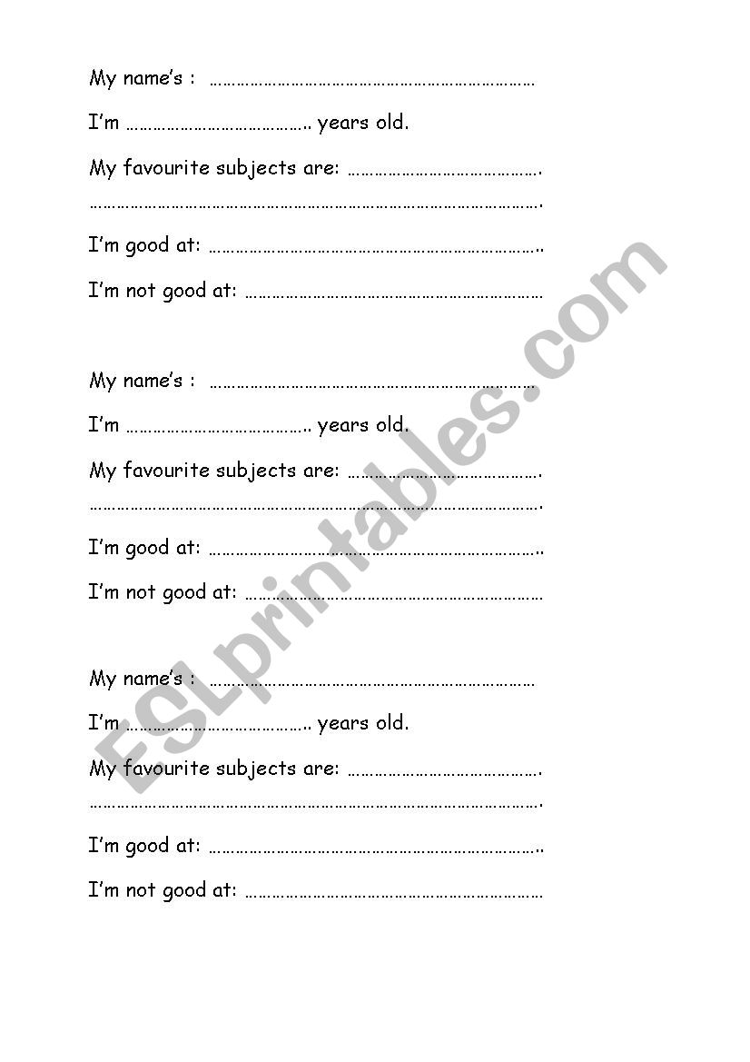 Whats your name worksheet