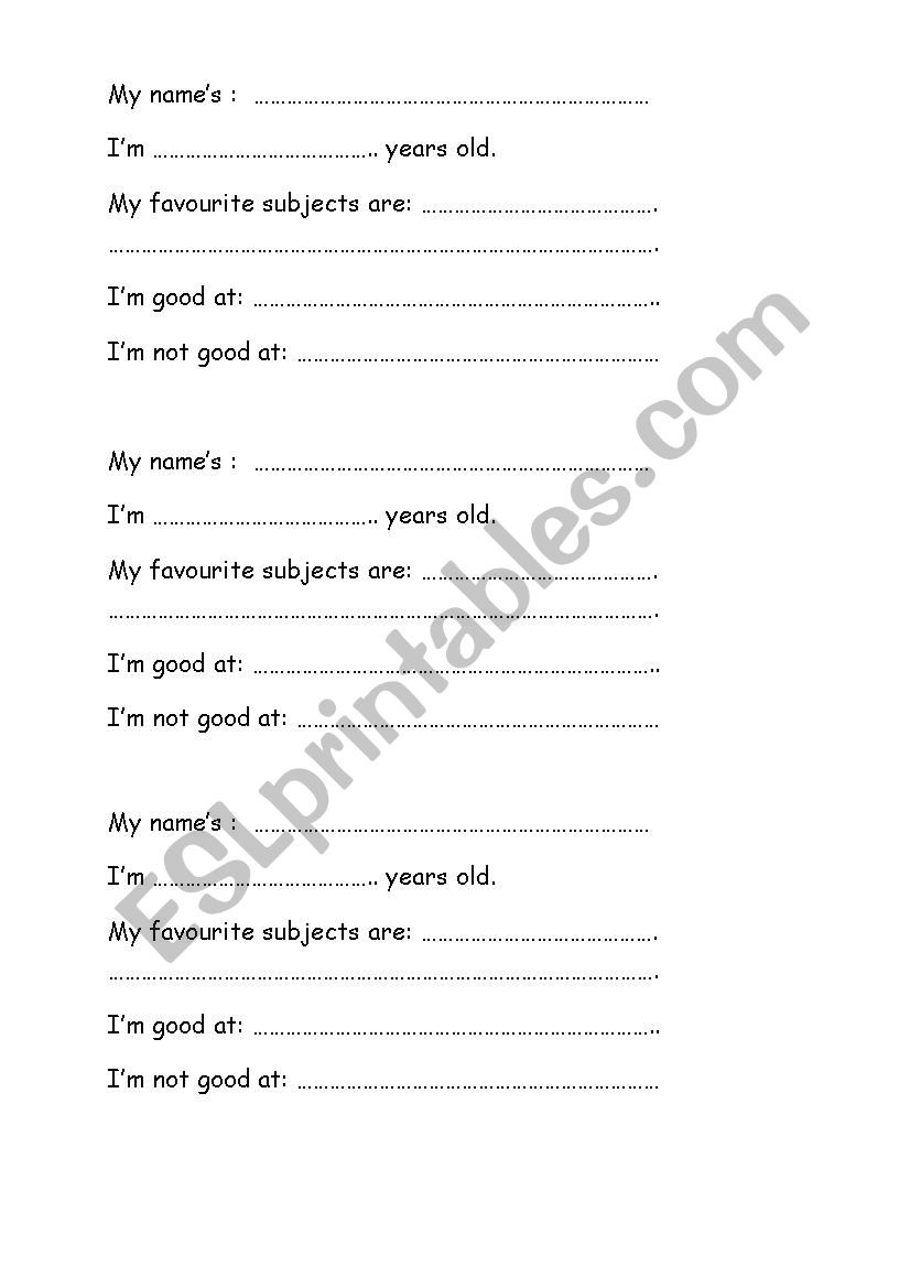 Whats your name worksheet