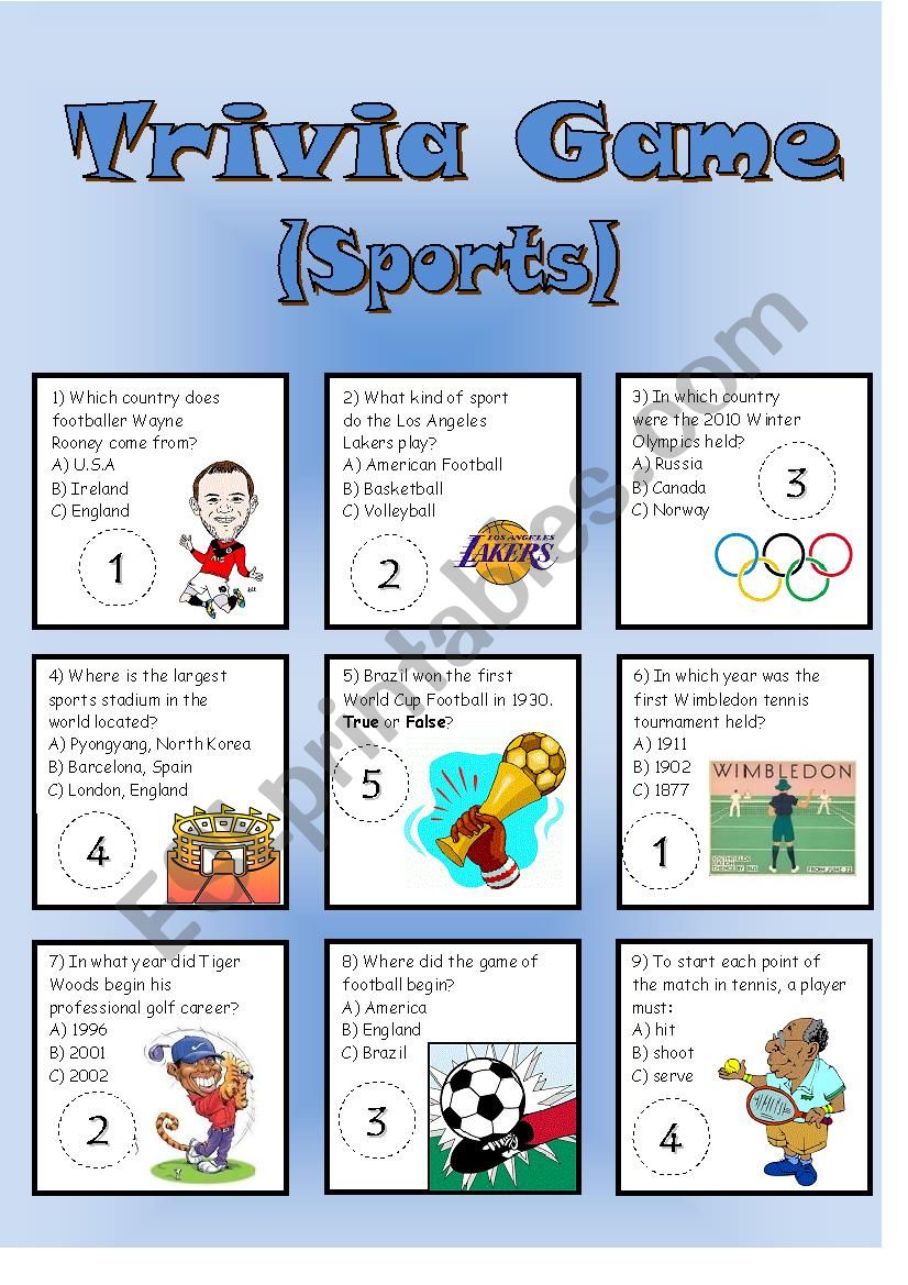 Trivia Game (Sports) worksheet