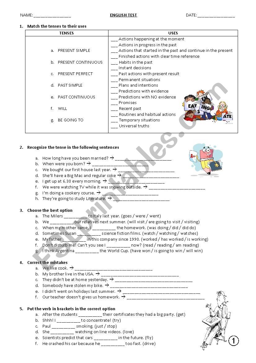 TENSES (Theory and Practice Test)