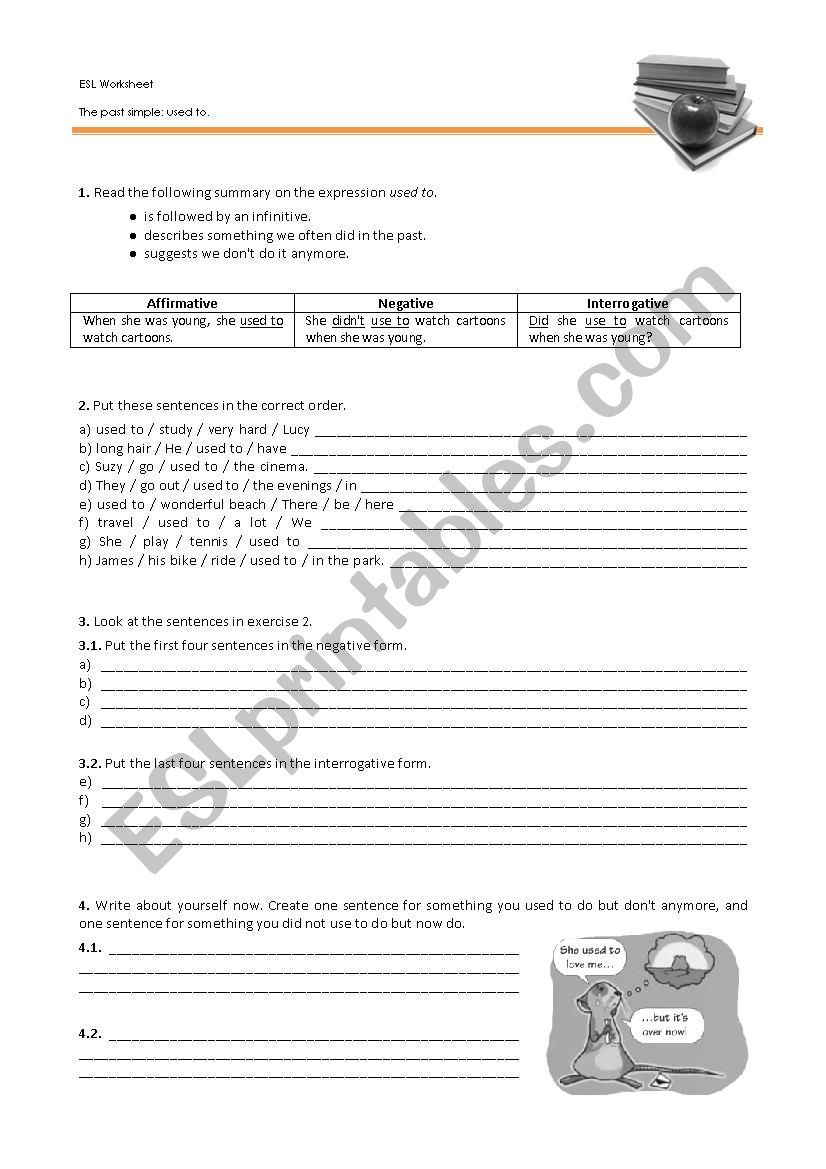 Simple Past - used to worksheet