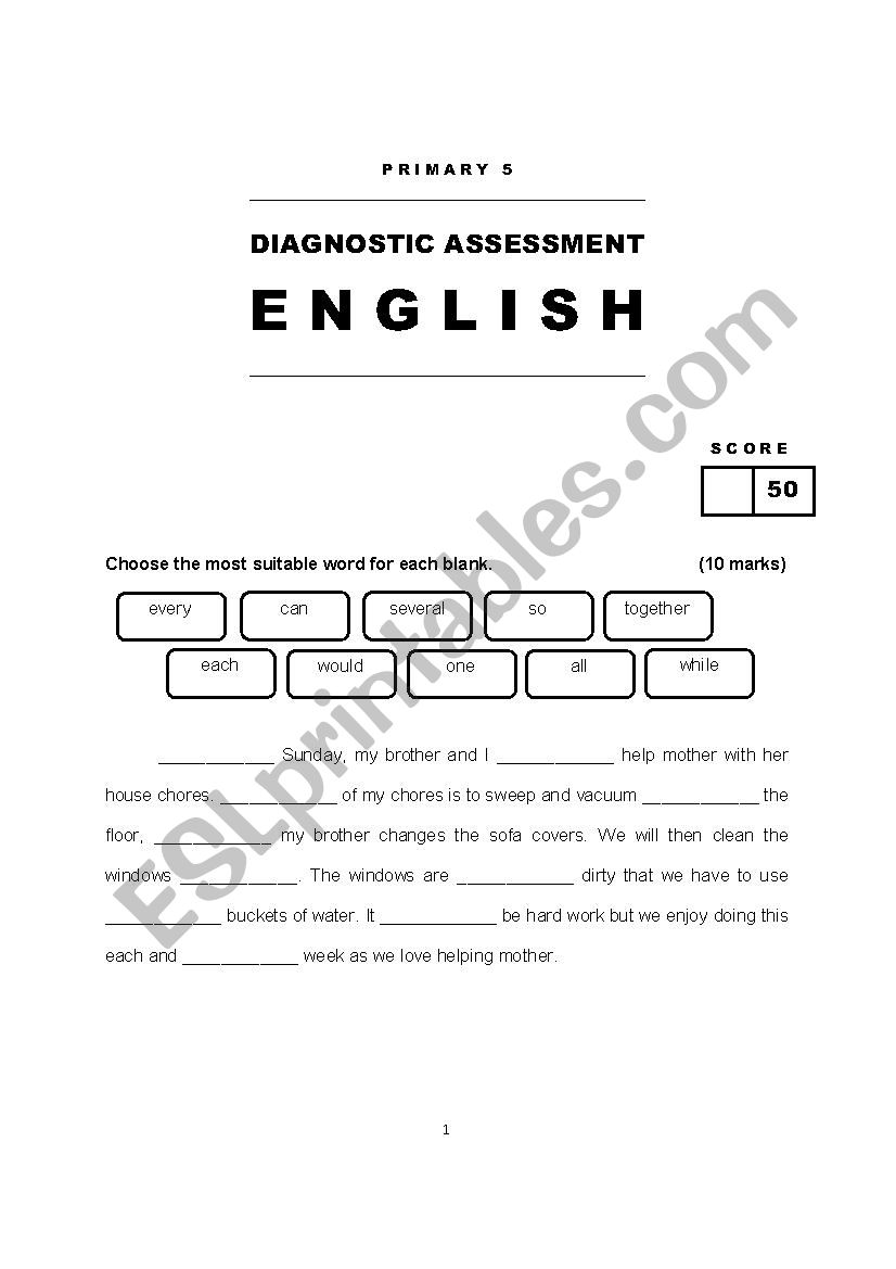 Primary / Year 5 Diagnostics Assessment