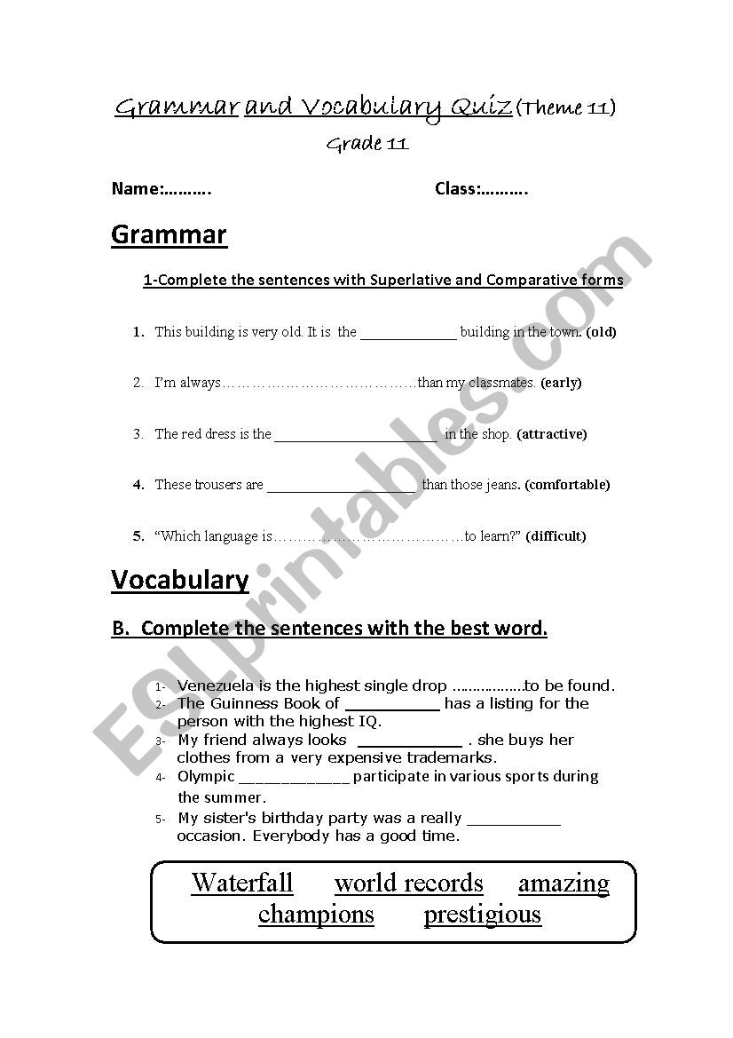 quiz worksheet