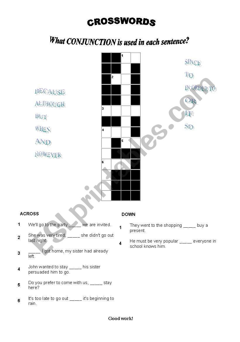 Conjunctions worksheet