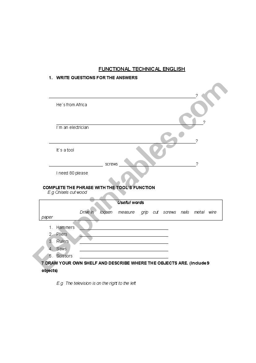 Technical English worksheet worksheet