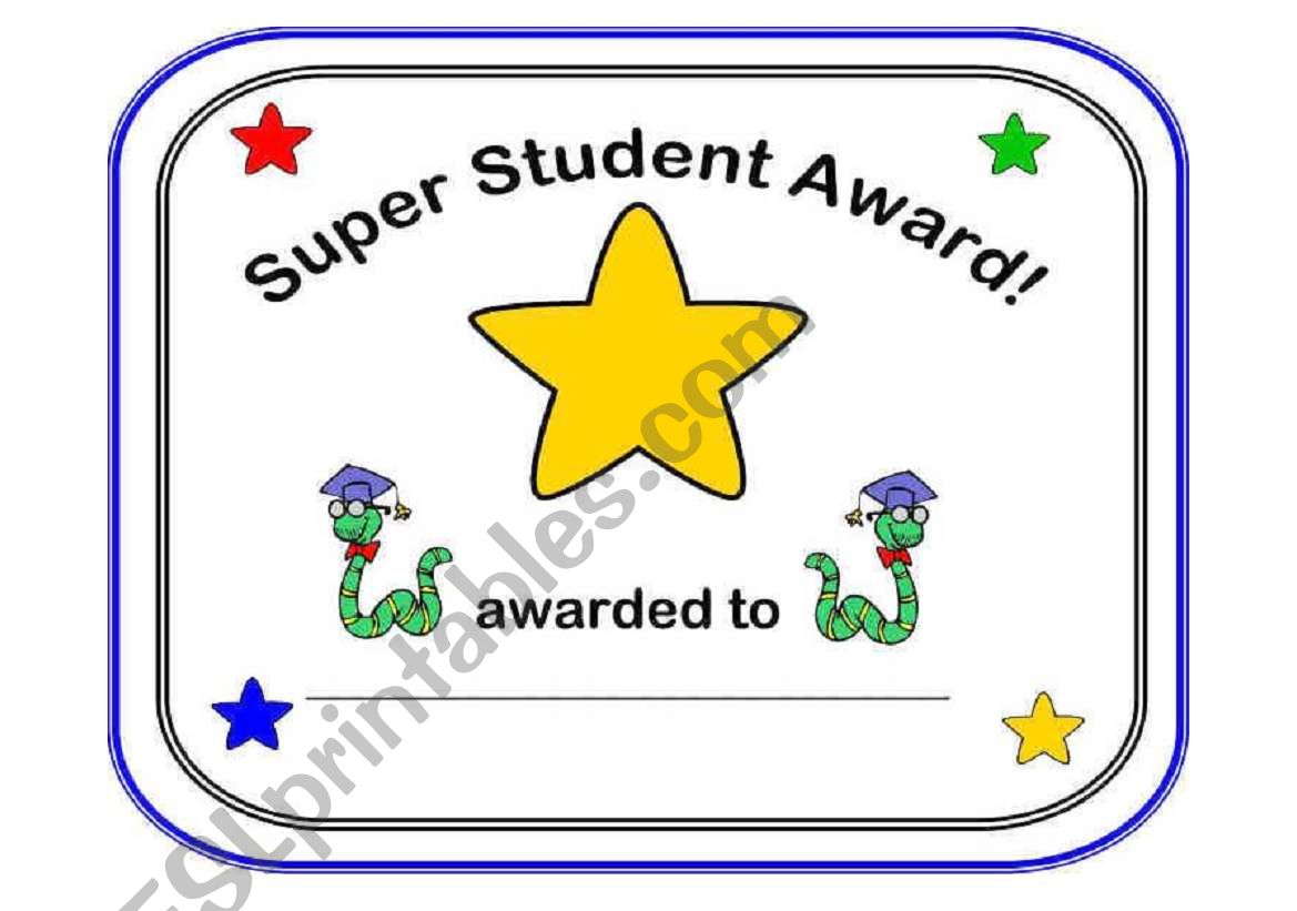 super student award worksheet