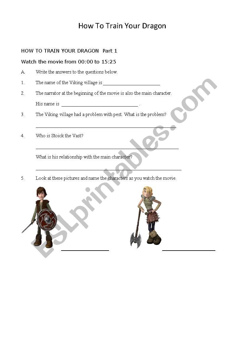 How To Train Your Dragon worksheet