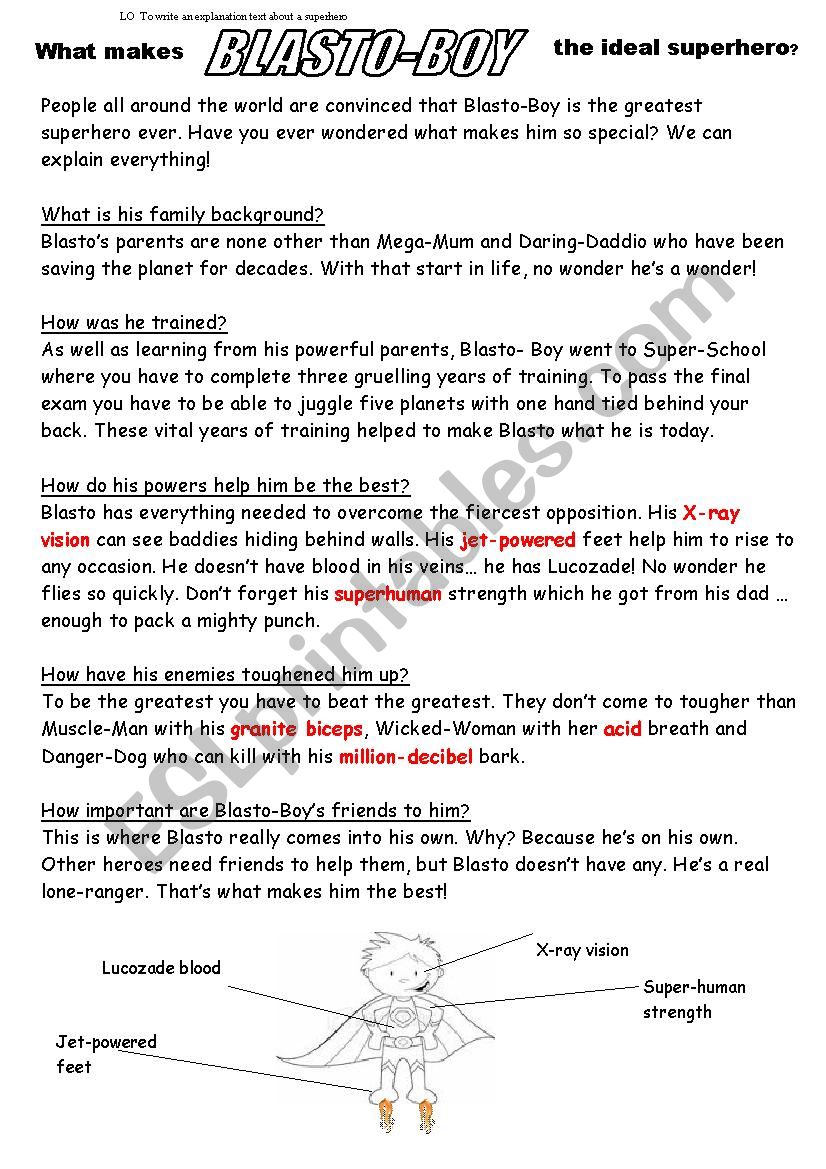 superhero profile worksheet