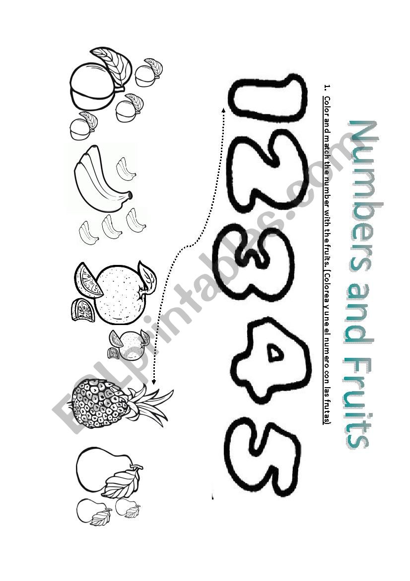 NUMBERS AND FRUITS worksheet