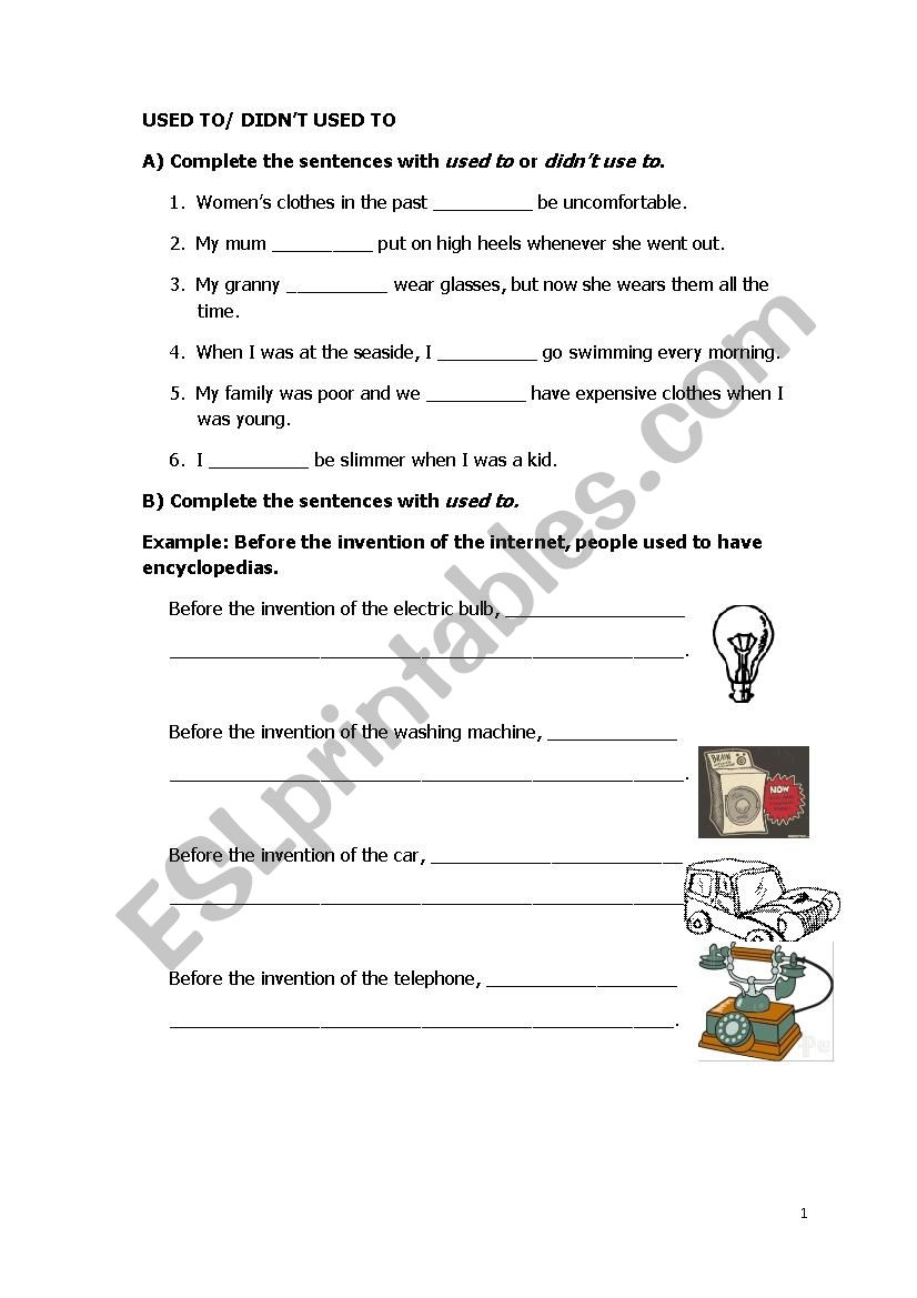 Used to worksheet