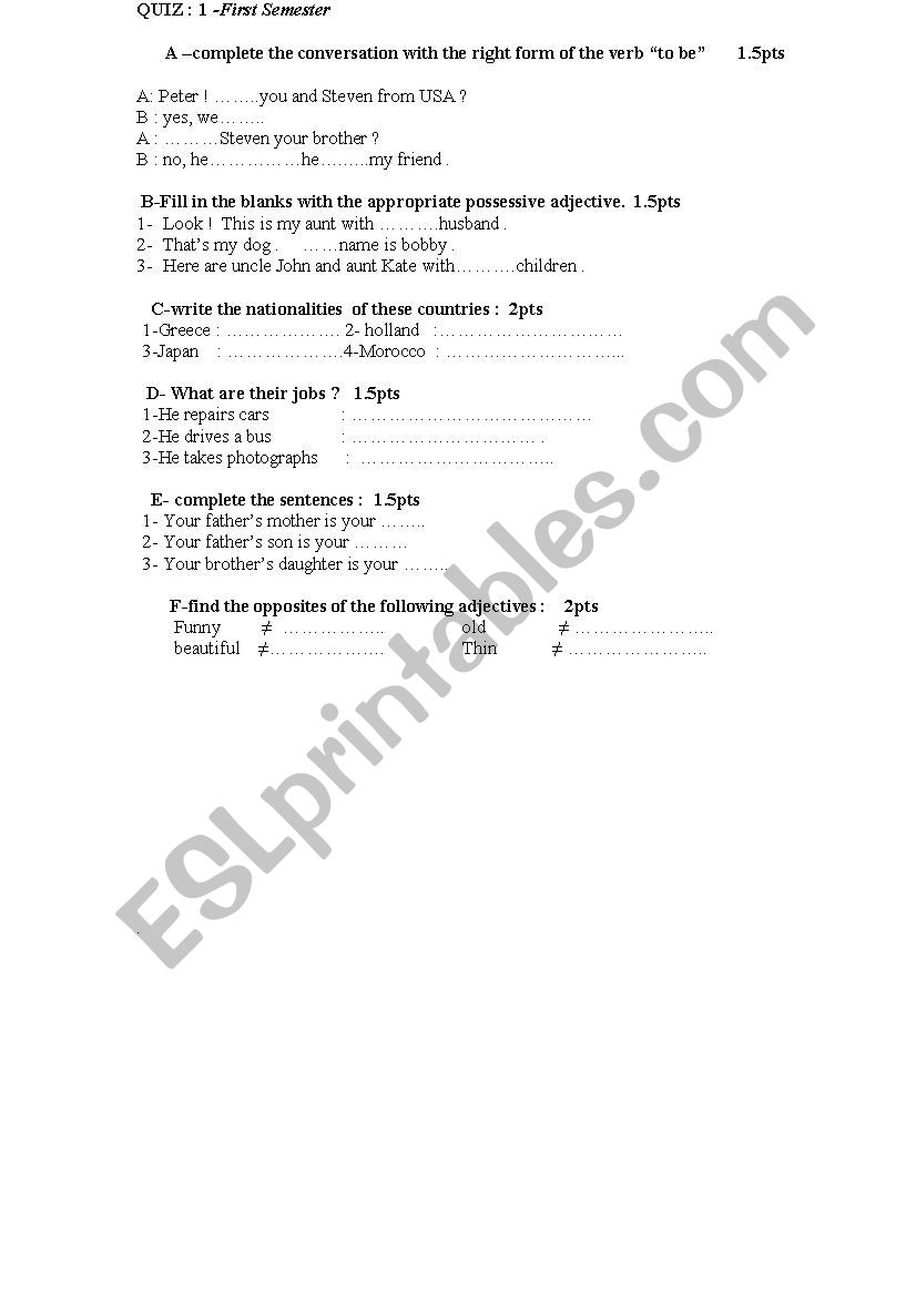 language quiz worksheet