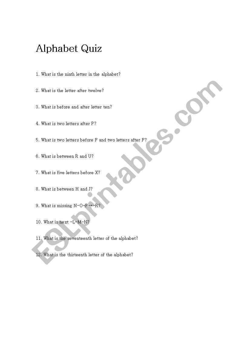 Alphabet Quiz worksheet