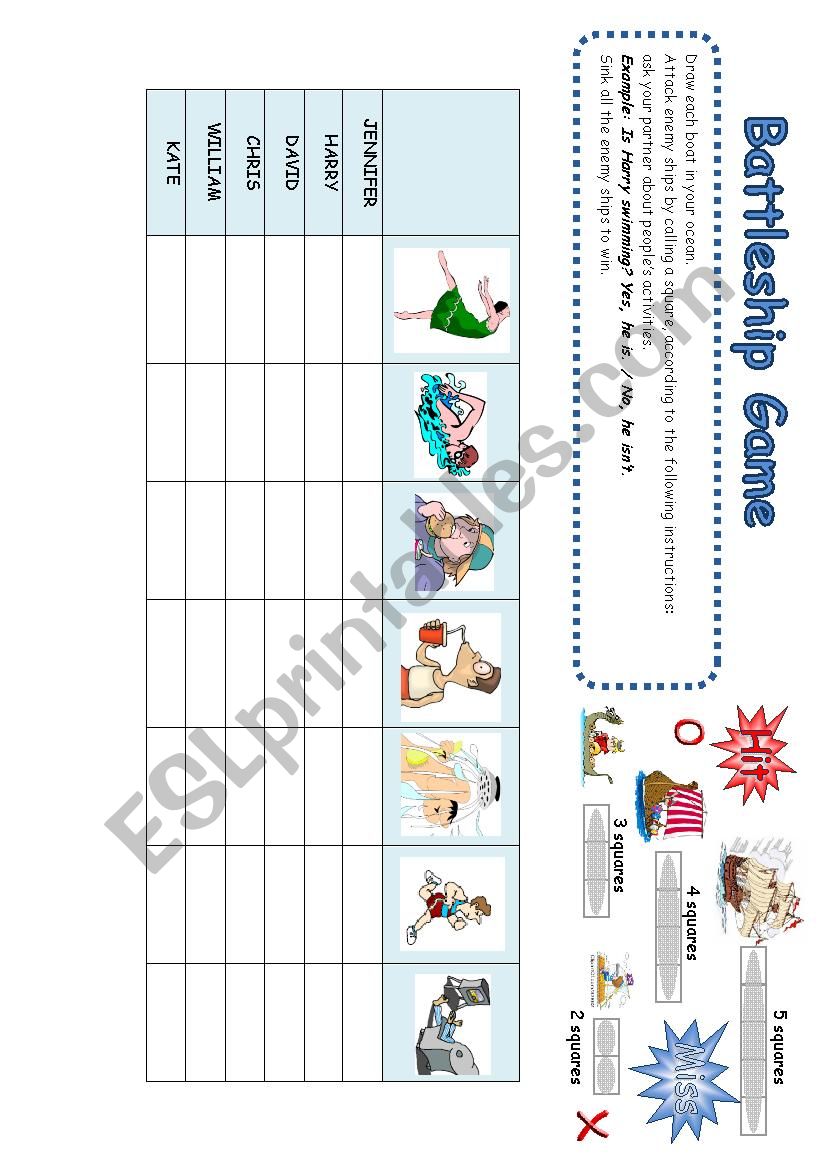 Battleship game - present continuous