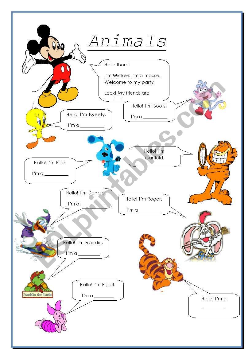 animals worksheet