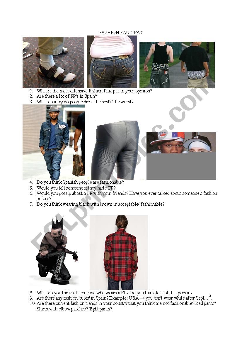 Fashion Mistakes worksheet