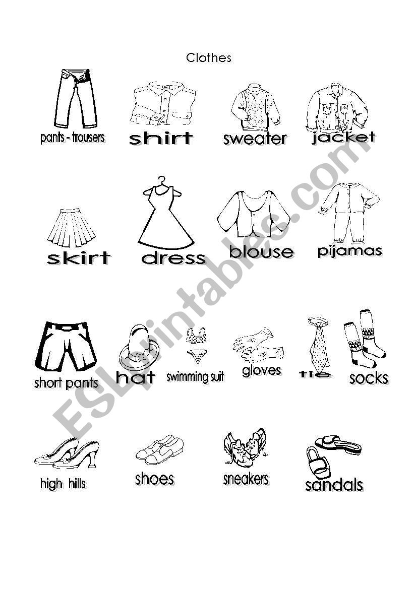 CLOTHING  worksheet