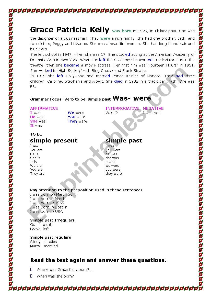 Simple past worksheet