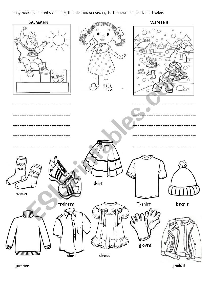 clothes worksheet