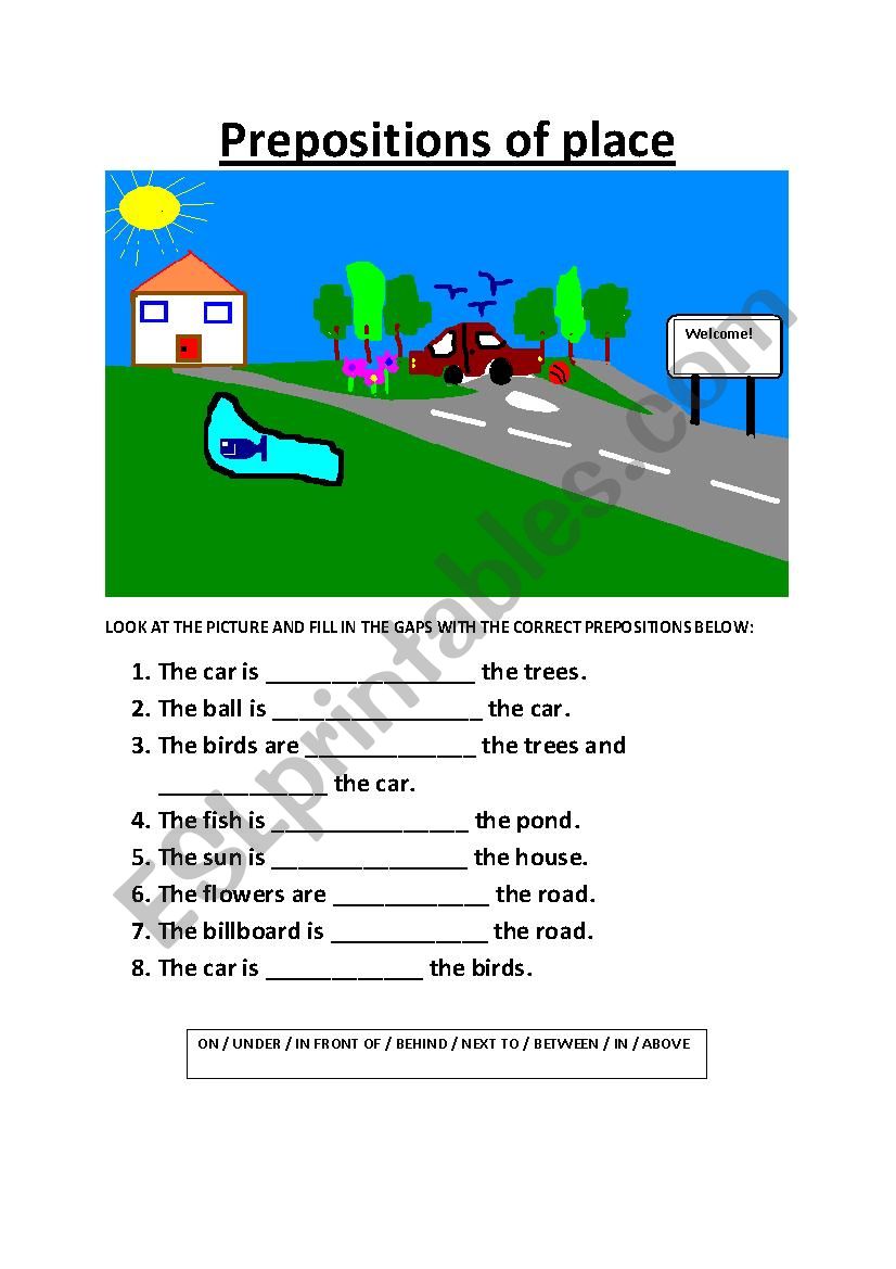 Prepositions of place worksheet