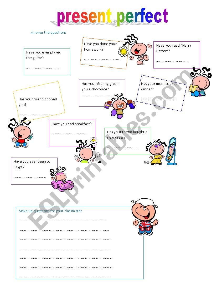 Present Perfect questions worksheet