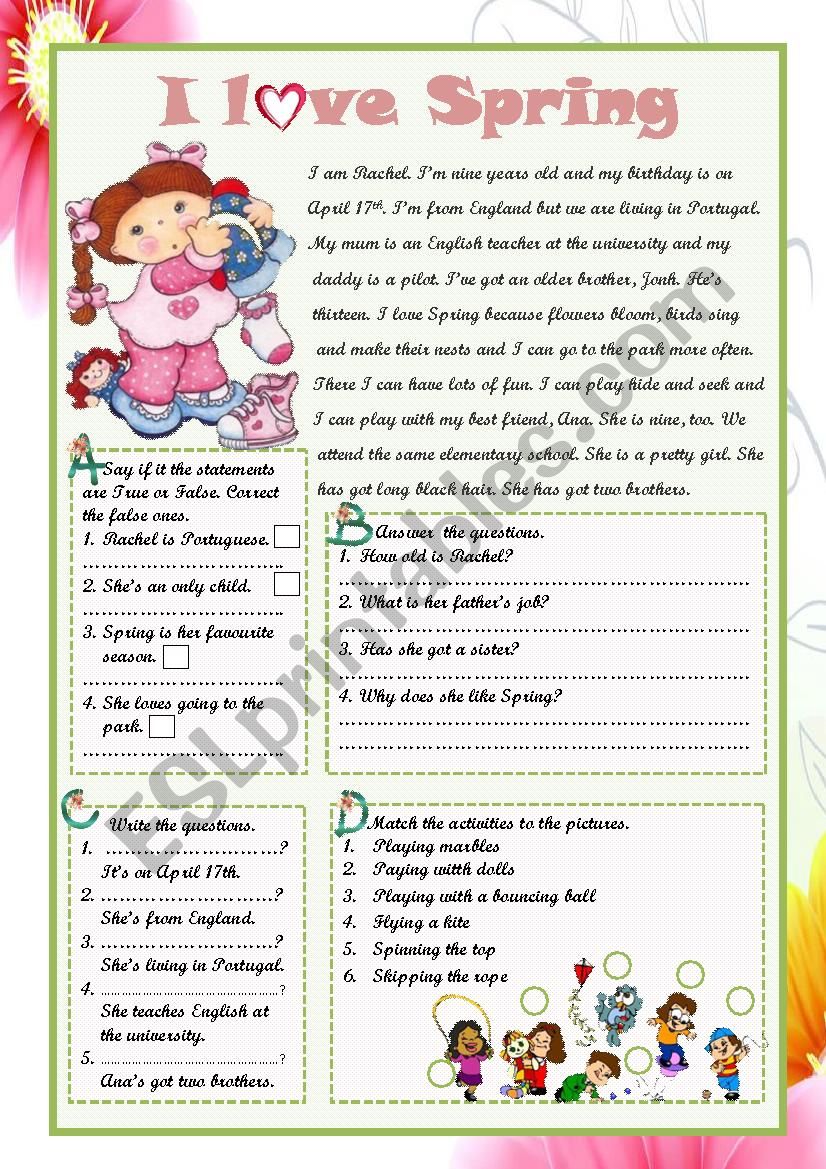 I LOVE SPRING! worksheet