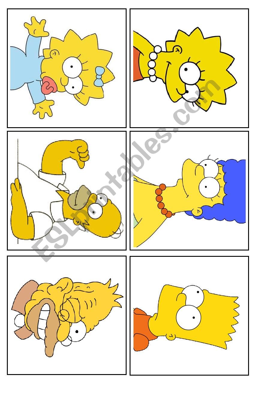 Simpson Family Flashcards worksheet