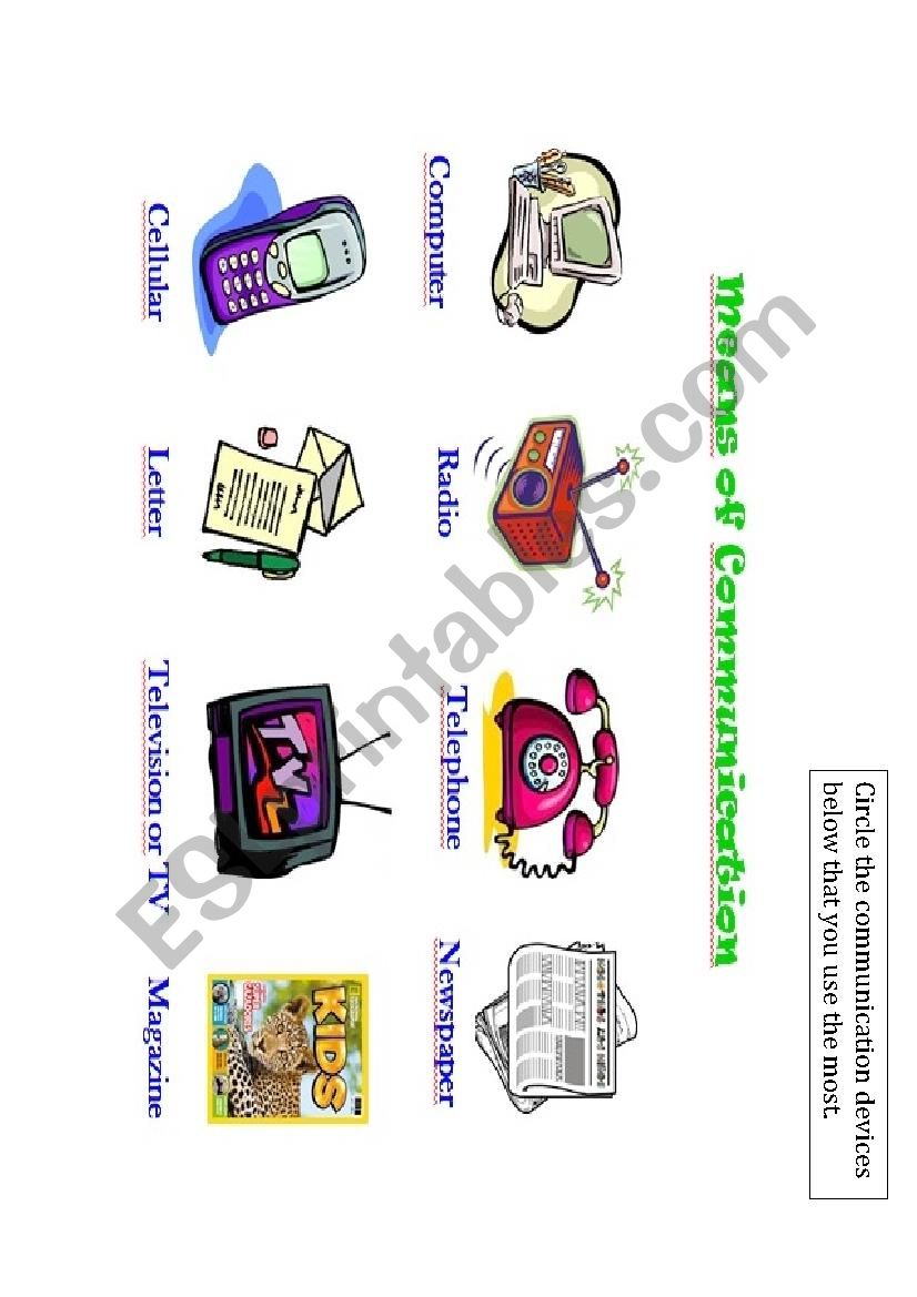 Means of Communication worksheet