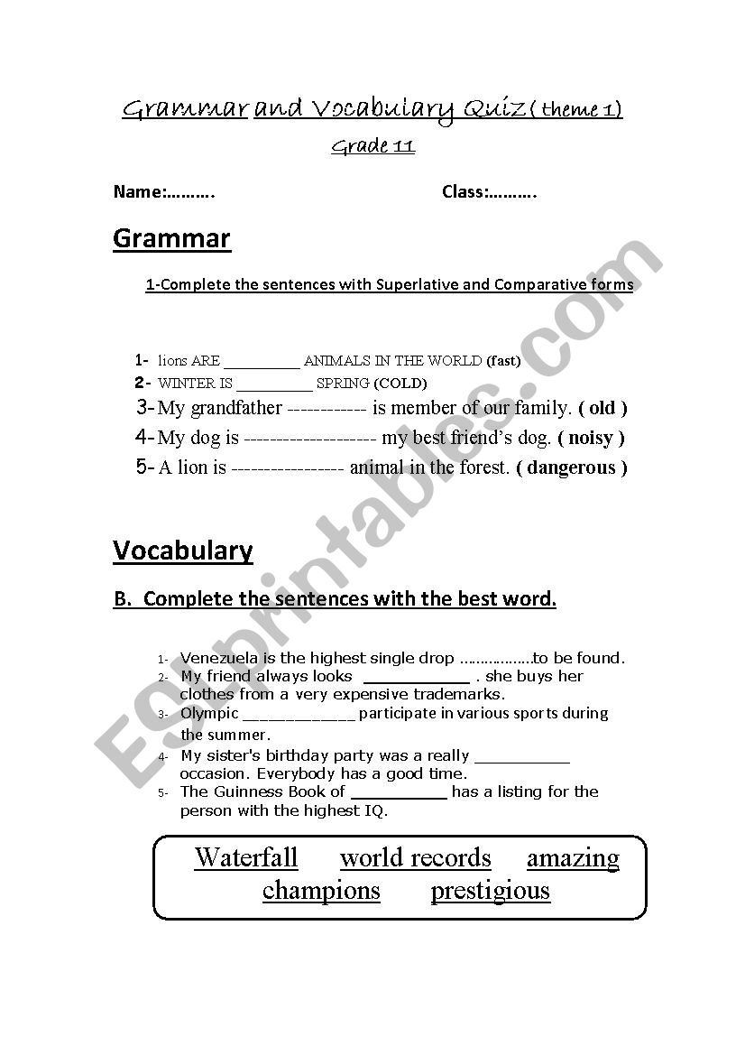 quiz worksheet
