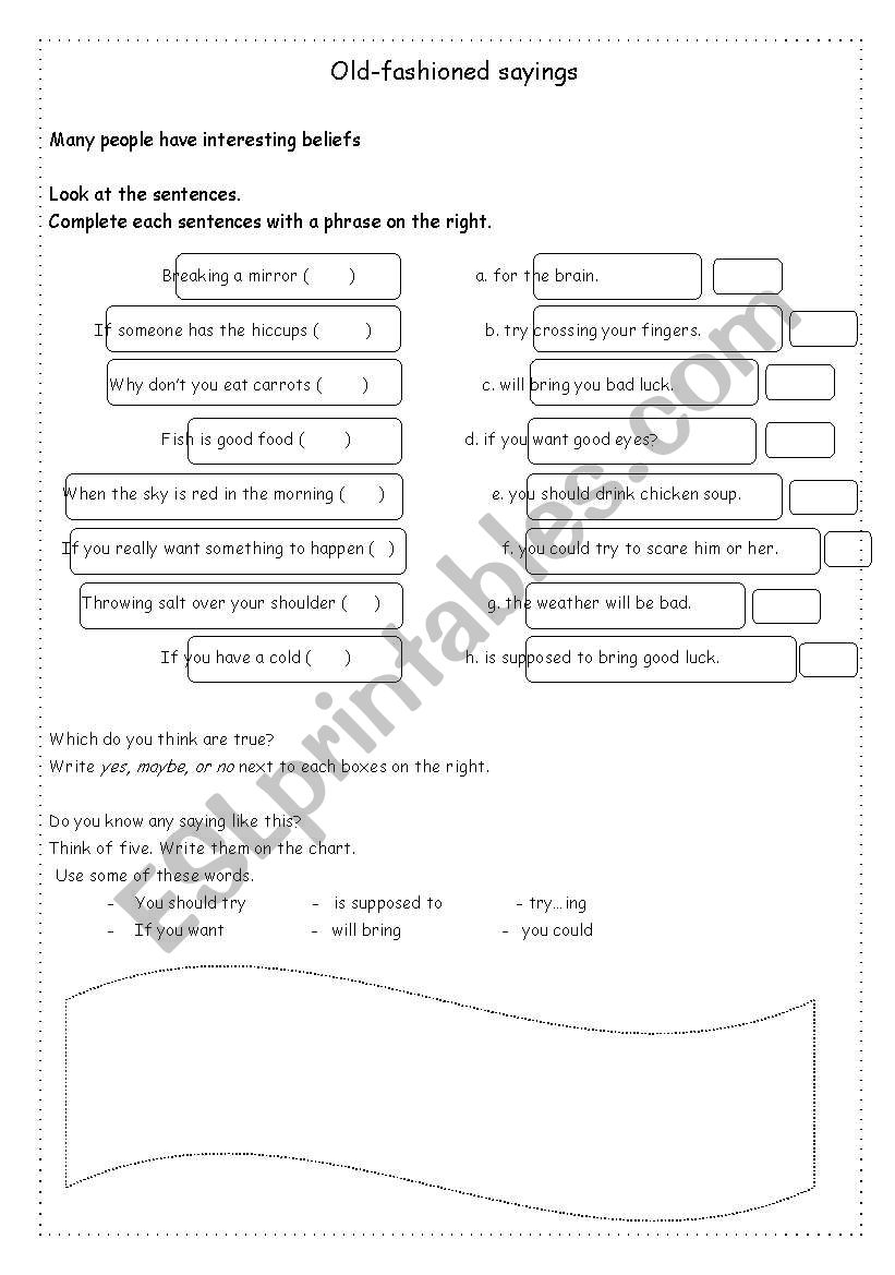 sayings worksheet