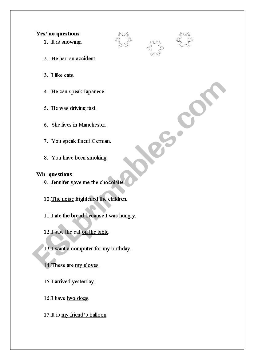 Making questions worksheet