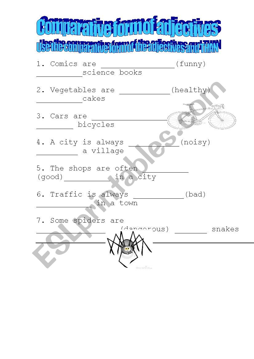 Comparatives worksheet