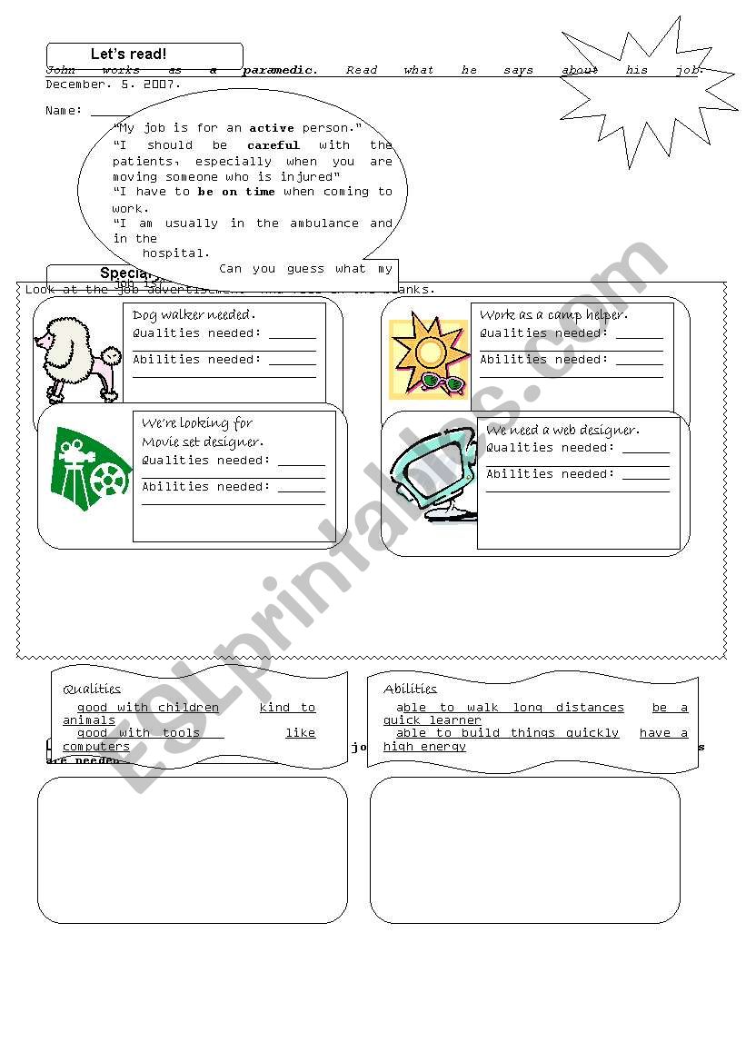 the world of work worksheet