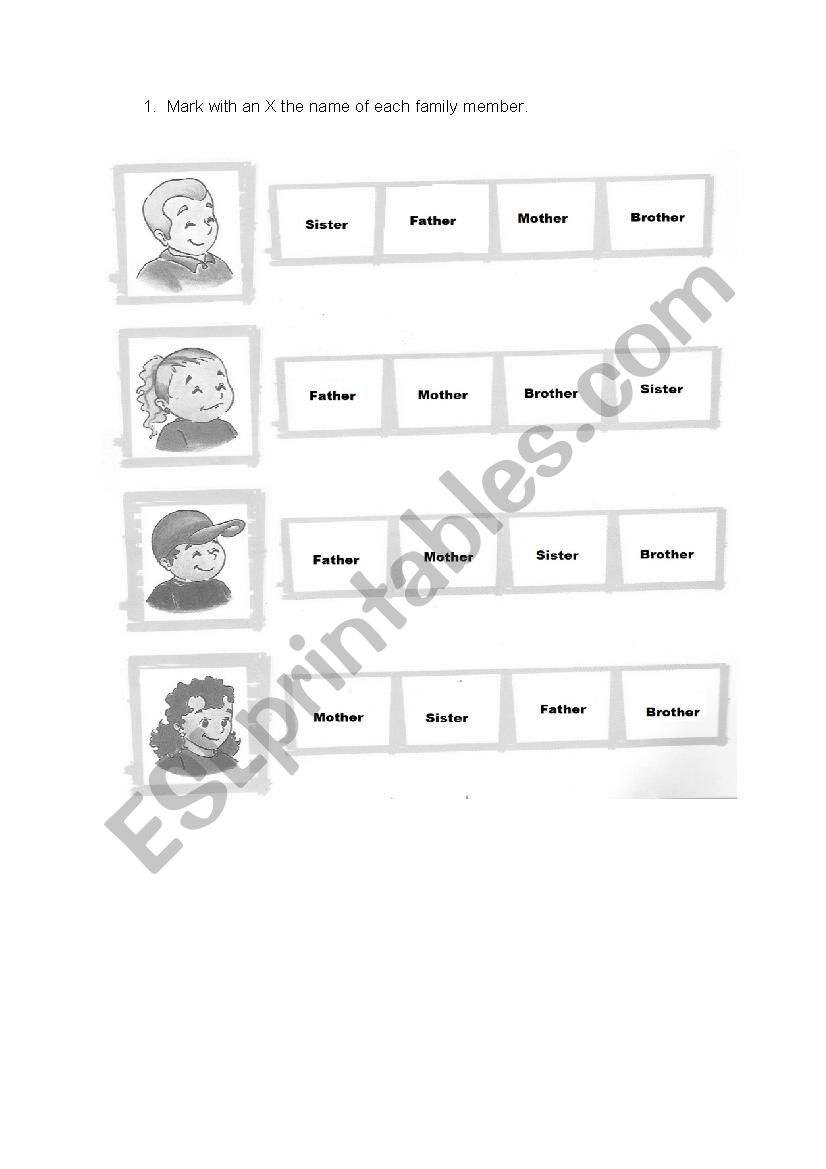 Family Members worksheet