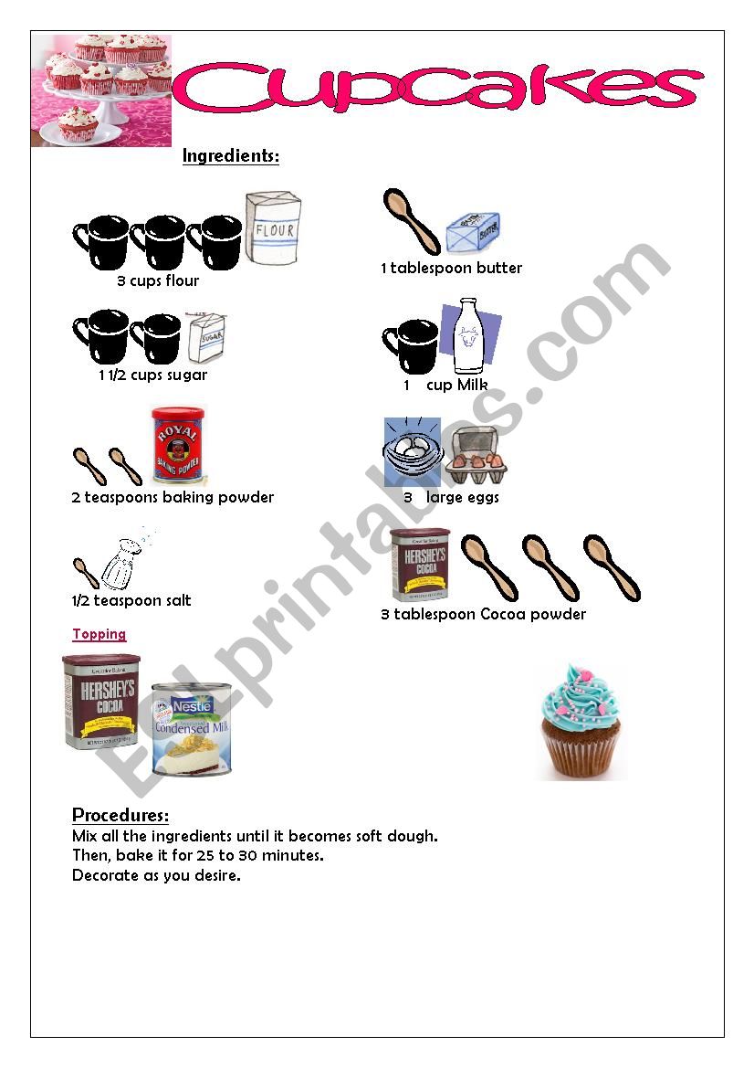 CUPCAKE worksheet