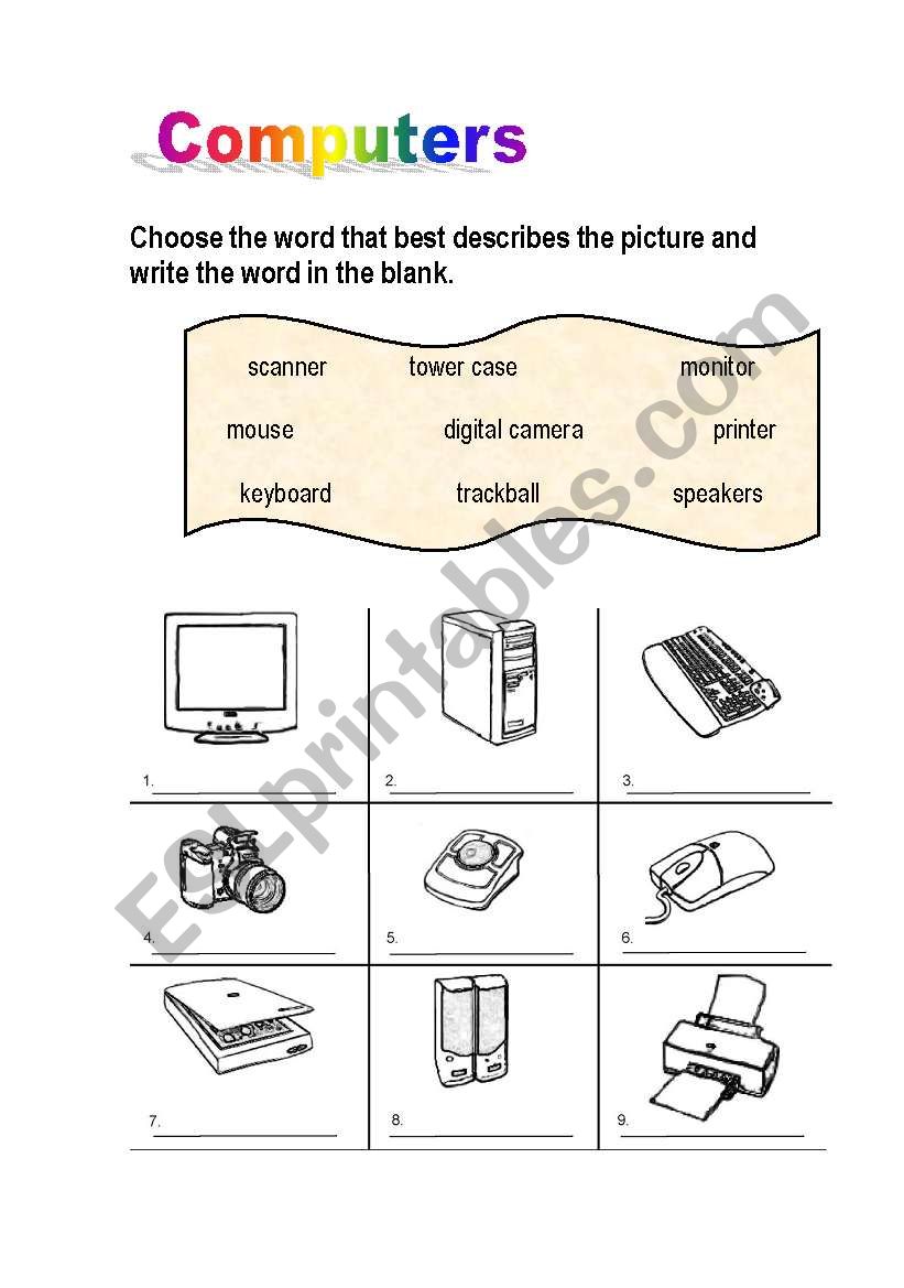 Computers - outer equipment worksheet