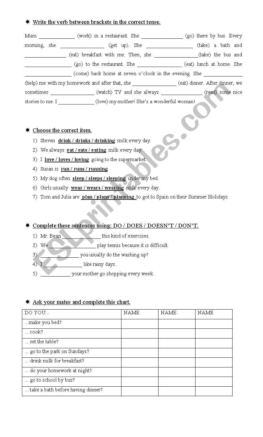 Simple Present worksheet