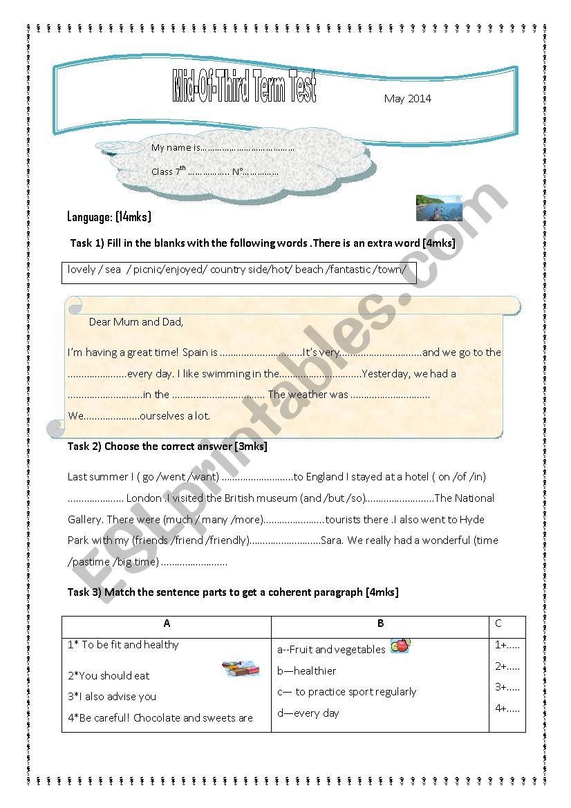 Mid-term- test n3 worksheet