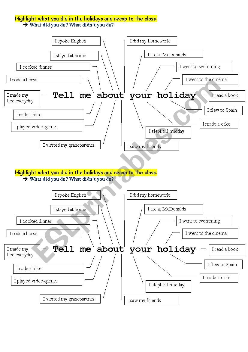 Tell me about your holiday worksheet