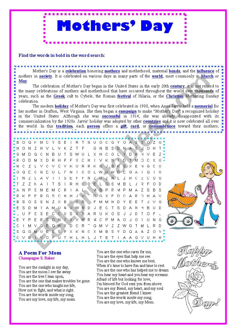 Mothers Day worksheet